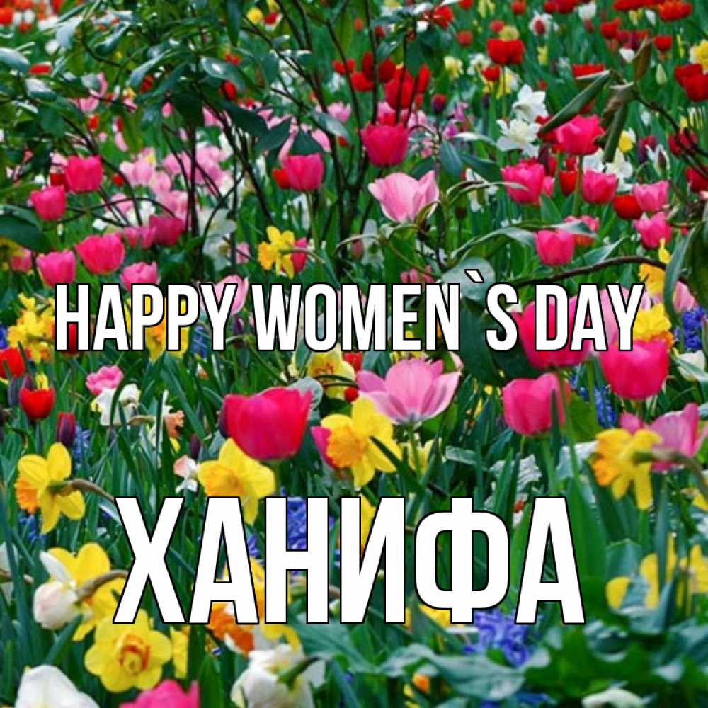 Greetings card с именем, ХАНИФА happy women`s day с международным женским днем поздравления для женщины Greetings with text for free download 